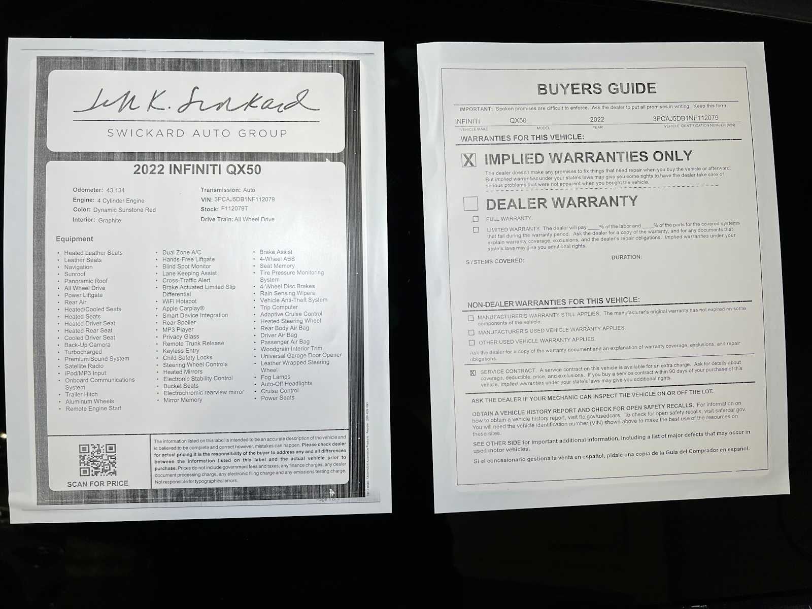 2022 INFINITI QX50 AUTOGRAPH