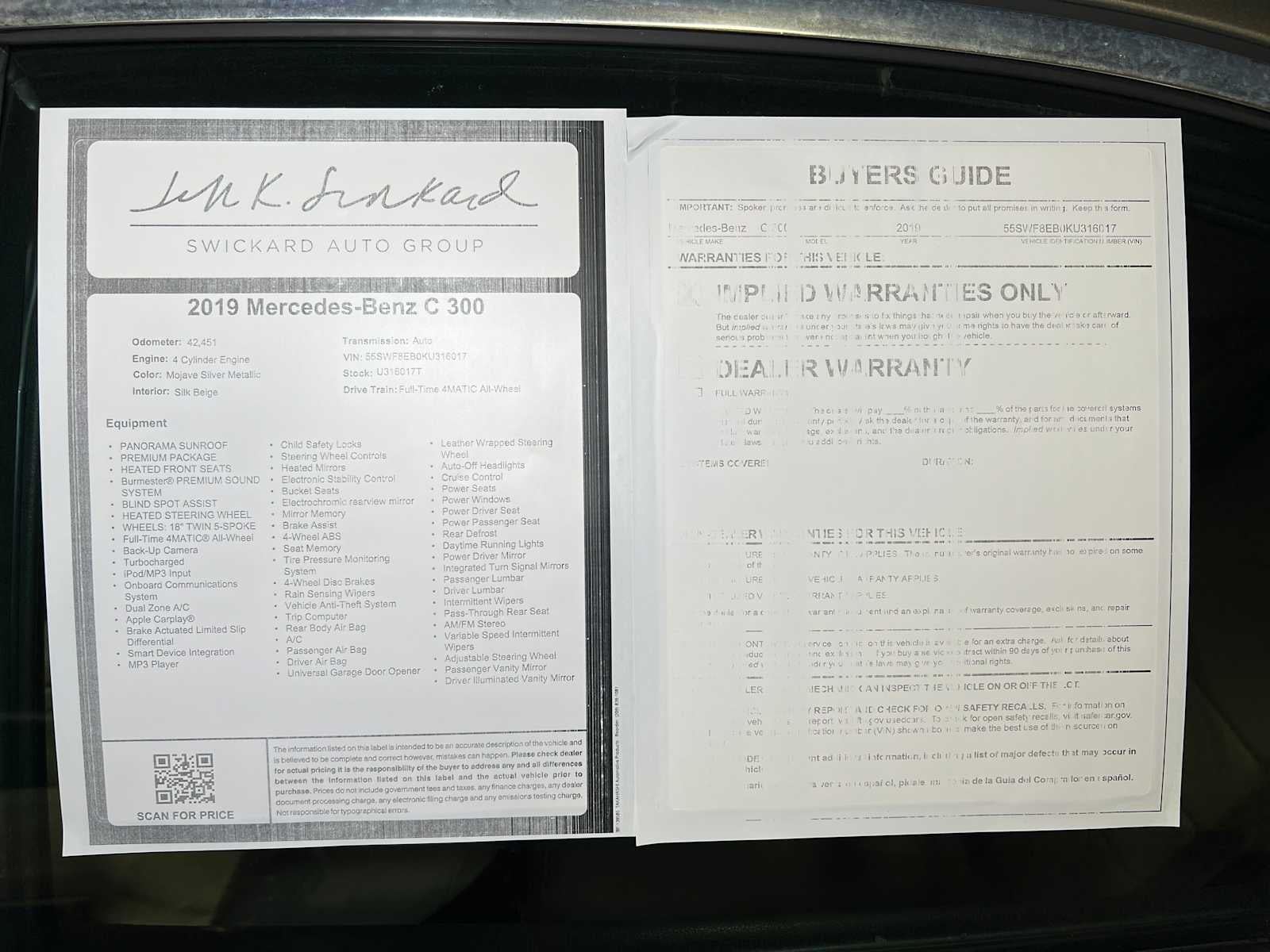 2019 Mercedes-Benz C-Class C 300