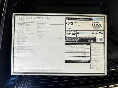 2026 Mercedes-Benz S-Class S 500