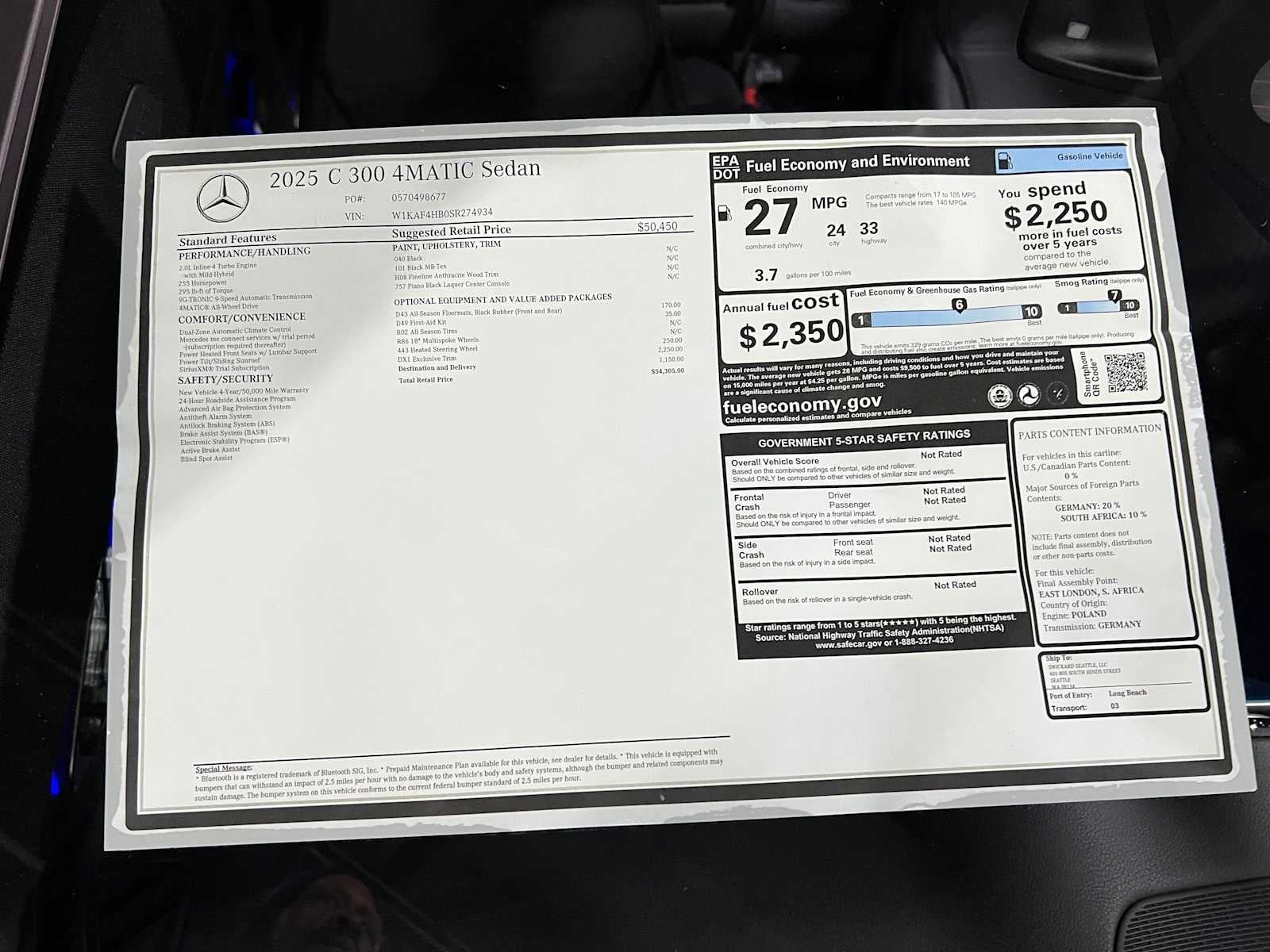 2025 Mercedes-Benz C-Class C 300