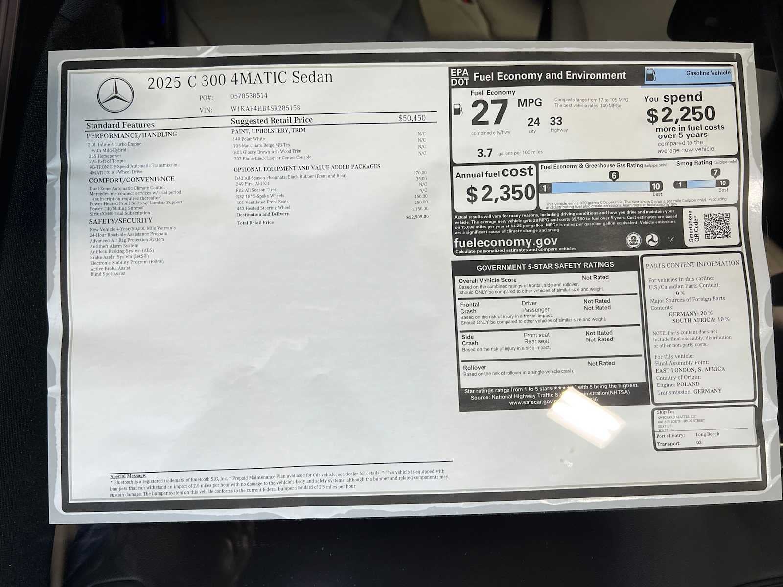 2025 Mercedes-Benz C-Class C 300