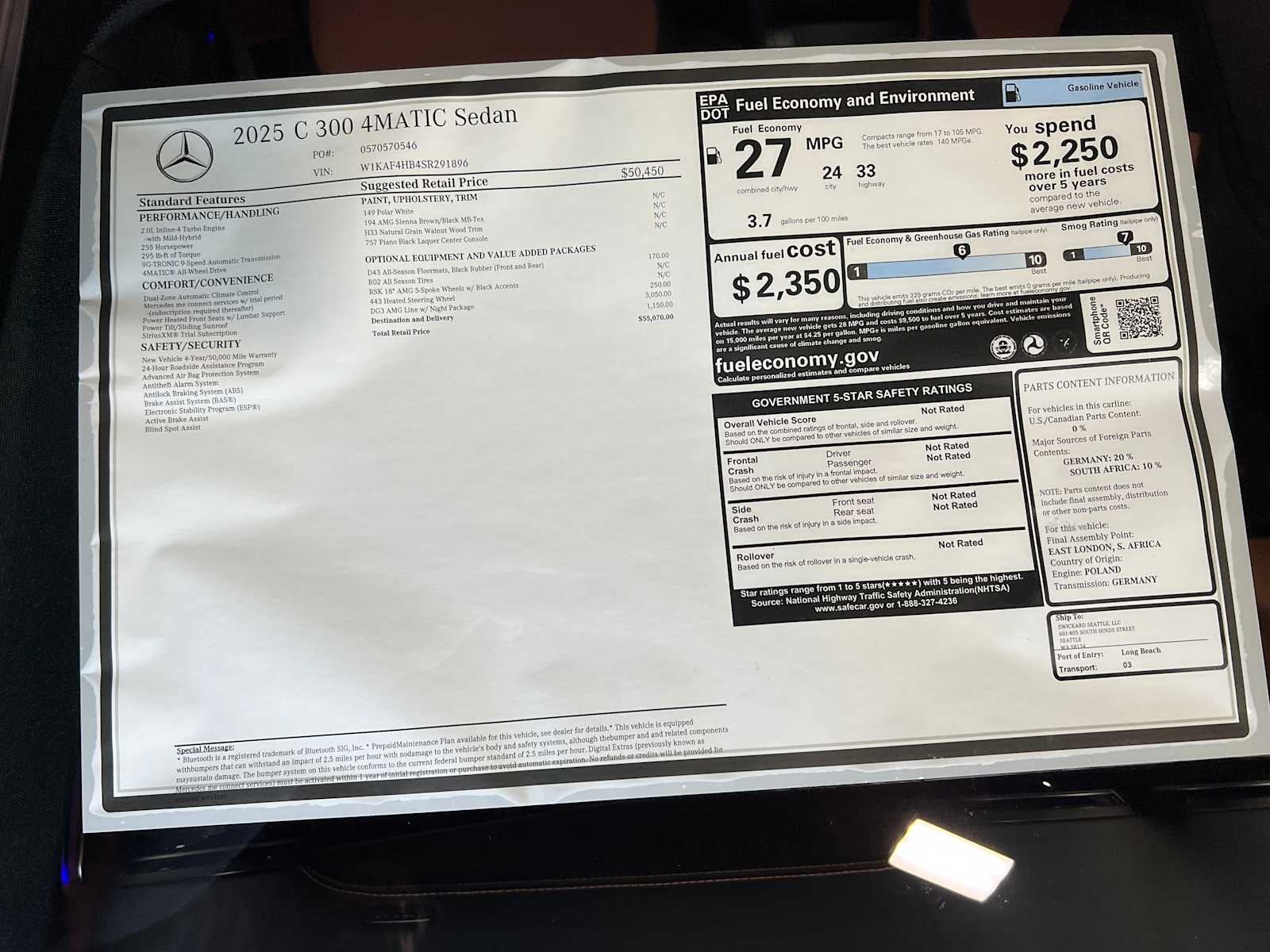 2025 Mercedes-Benz C-Class C 300