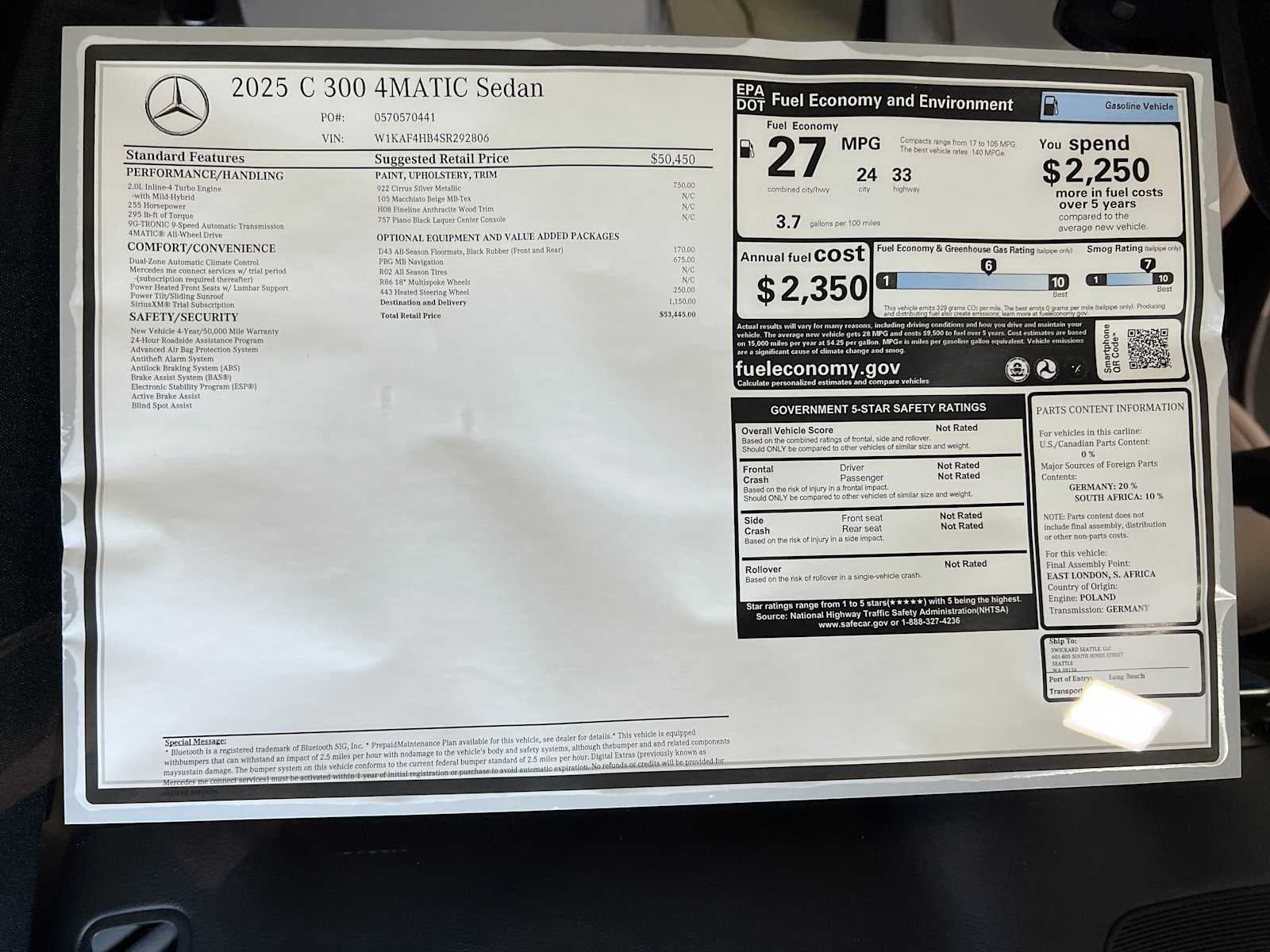 2025 Mercedes-Benz C-Class C 300