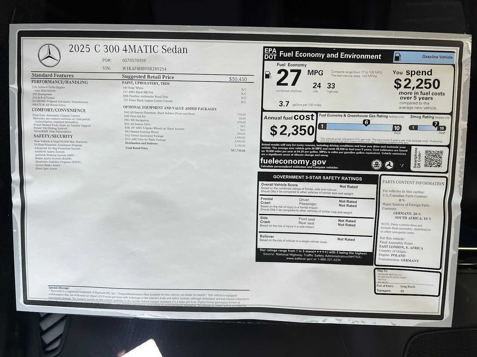 2025 Mercedes-Benz C-Class C 300