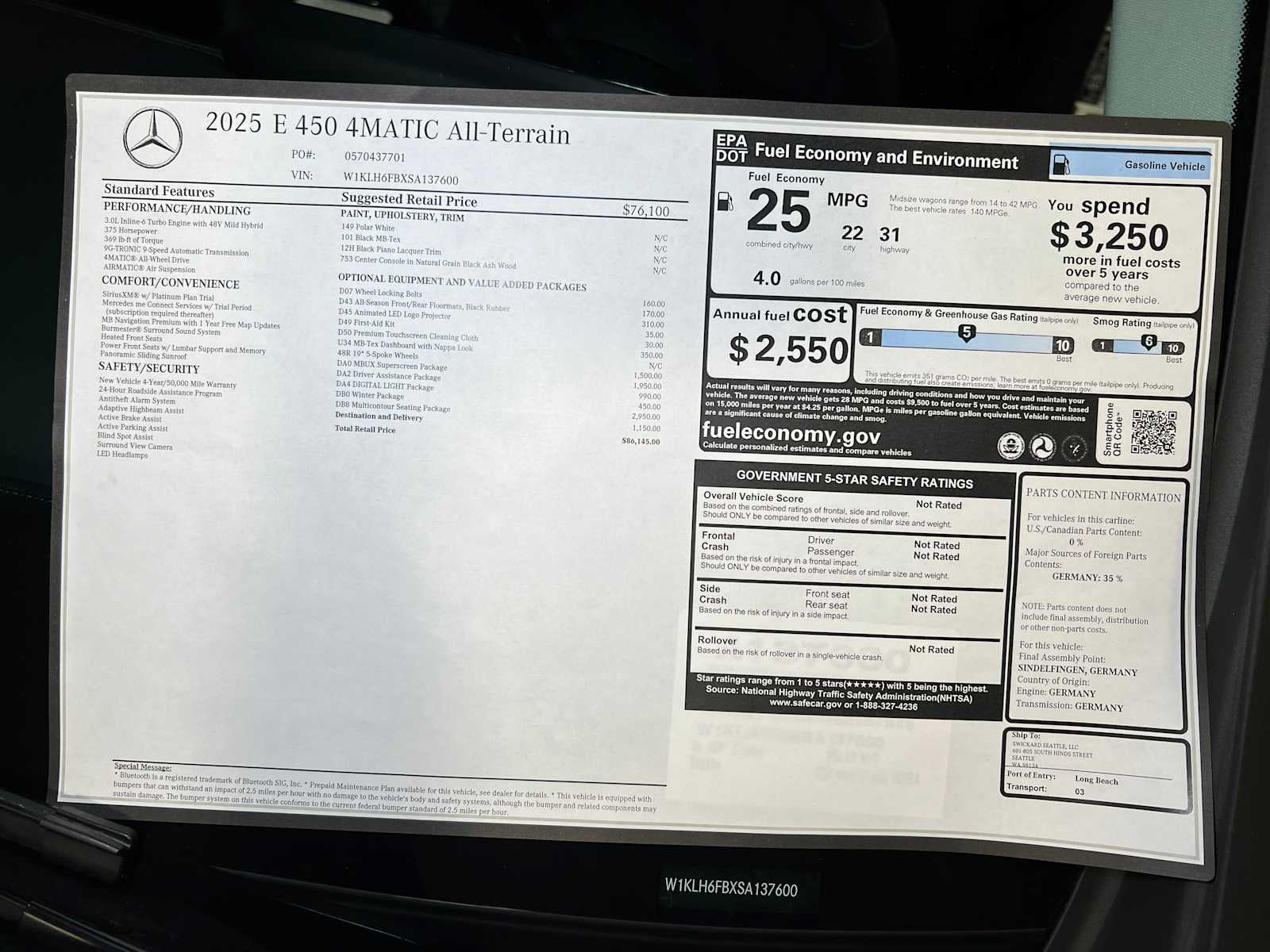 2025 Mercedes-Benz E-Class E 450