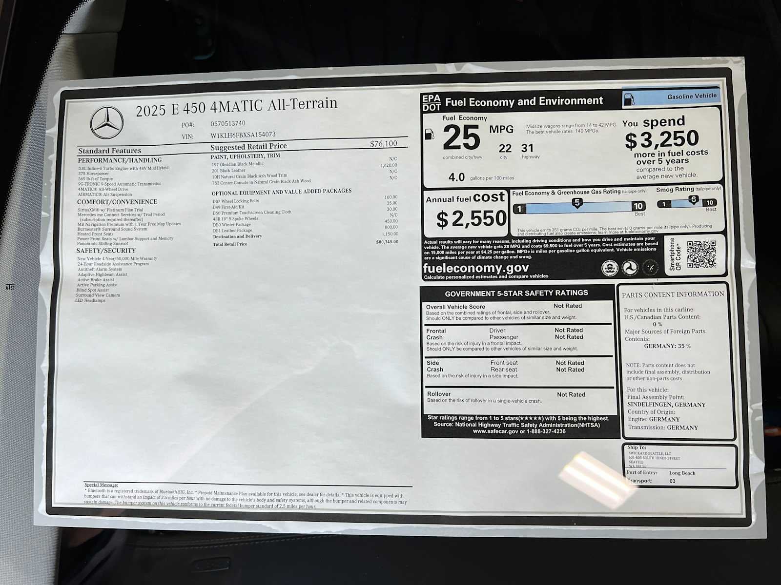 2025 Mercedes-Benz E-Class E 450