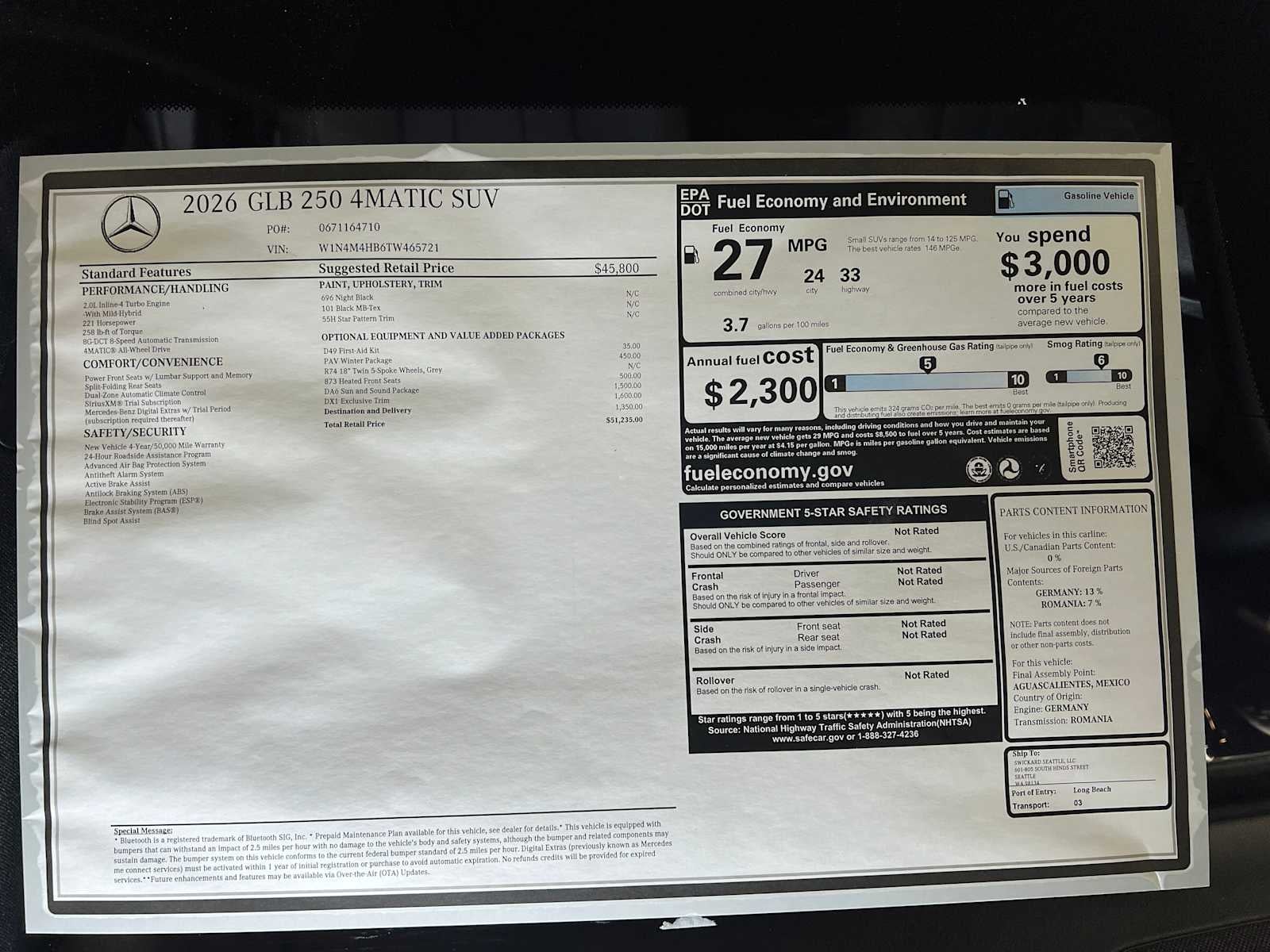 2026 Mercedes-Benz GLB GLB 250