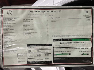 2026 Mercedes-Benz Sprinter 2500 Standard Roof I4 Diesel 144" RWD