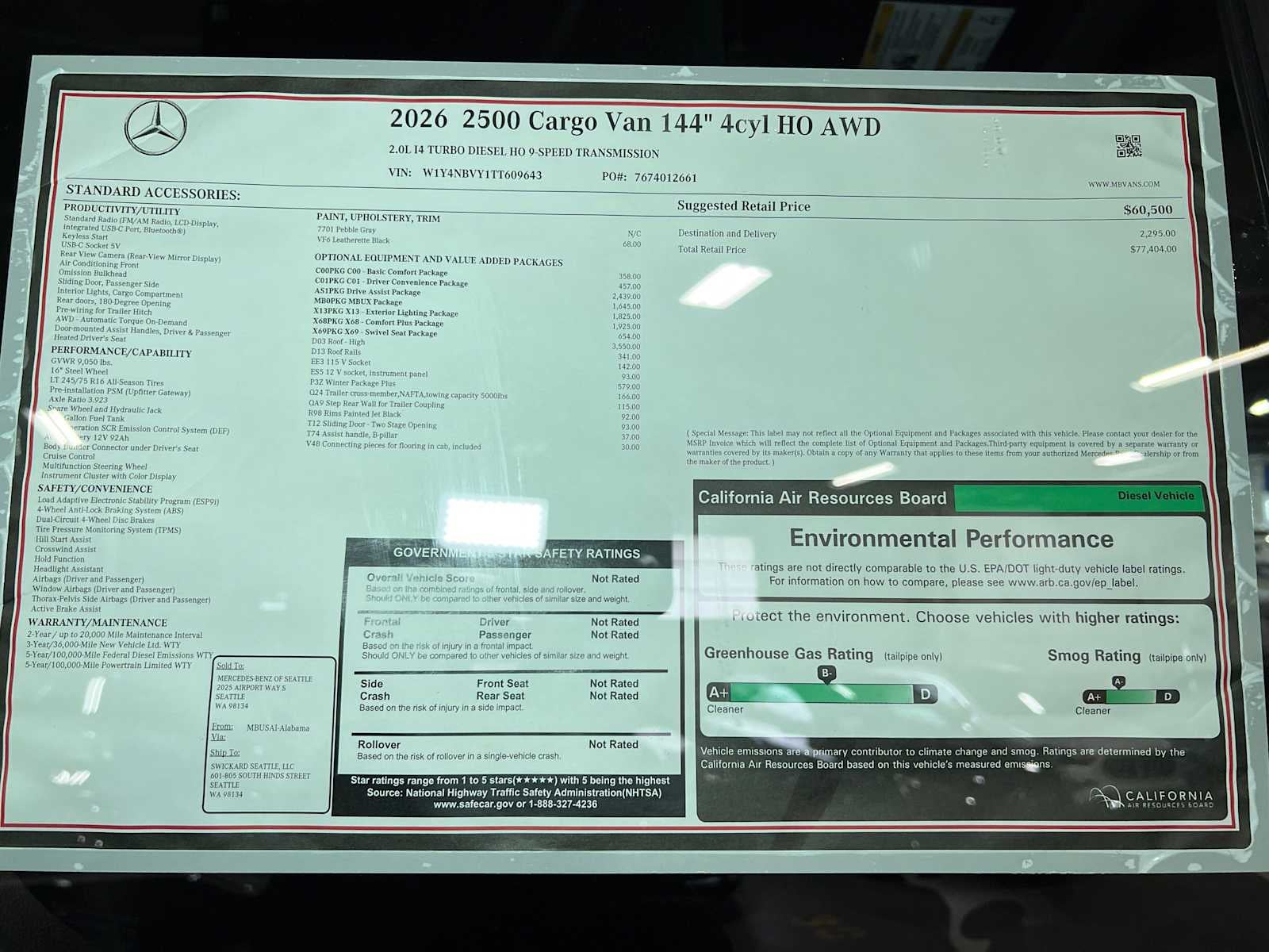 2026 Mercedes-Benz Sprinter 2500 Standard Roof I4 Diesel HO 144" AWD