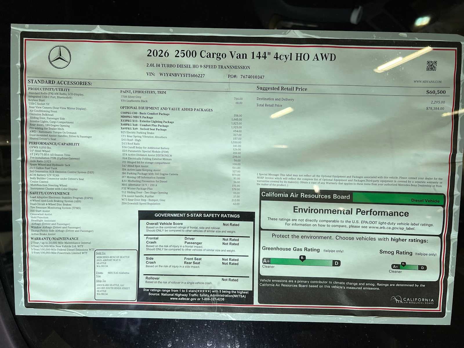 2026 Mercedes-Benz Sprinter 2500 Standard Roof I4 Diesel HO 144" AWD