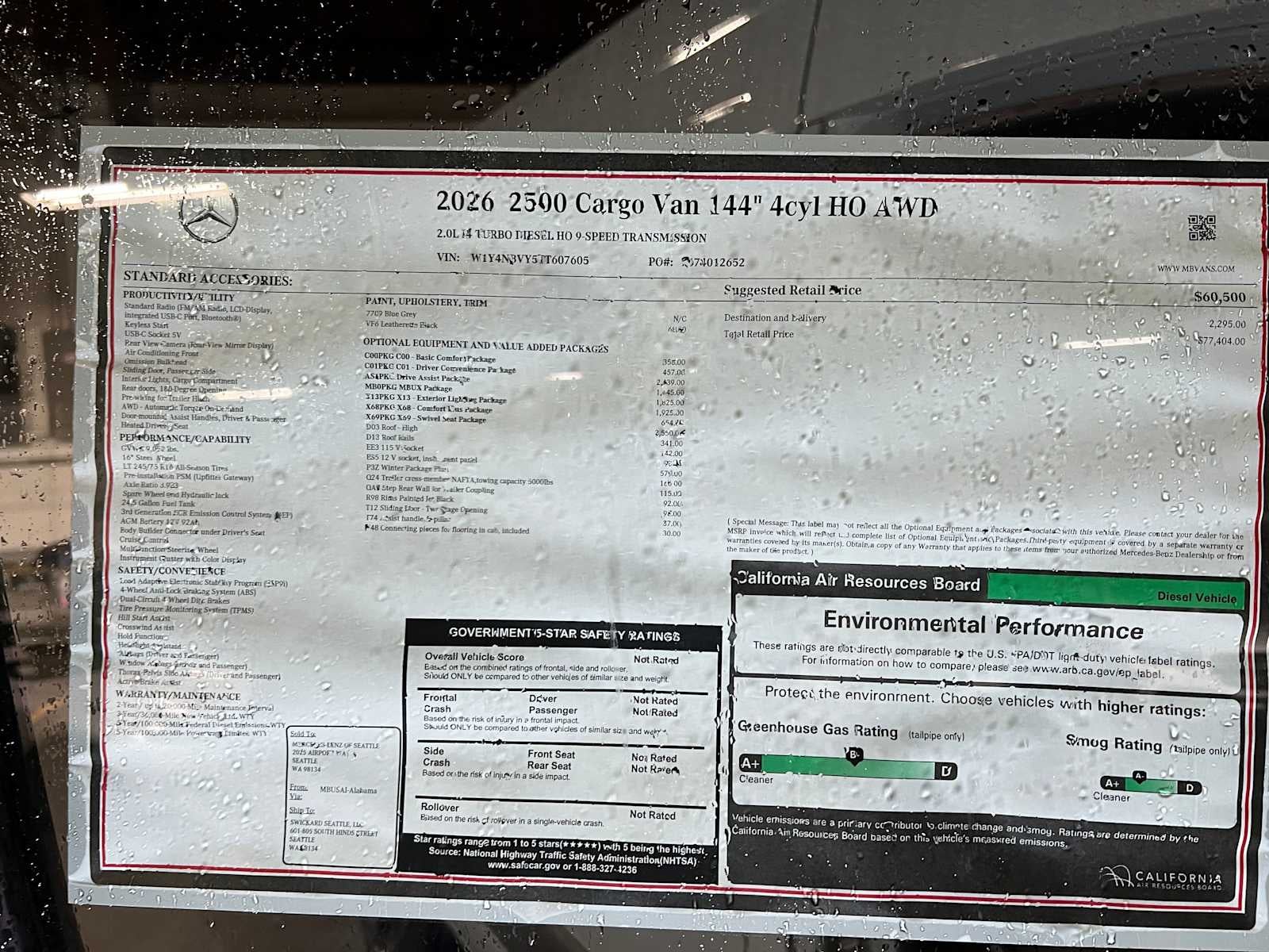 2026 Mercedes-Benz Sprinter 2500 Standard Roof I4 Diesel HO 144" AWD