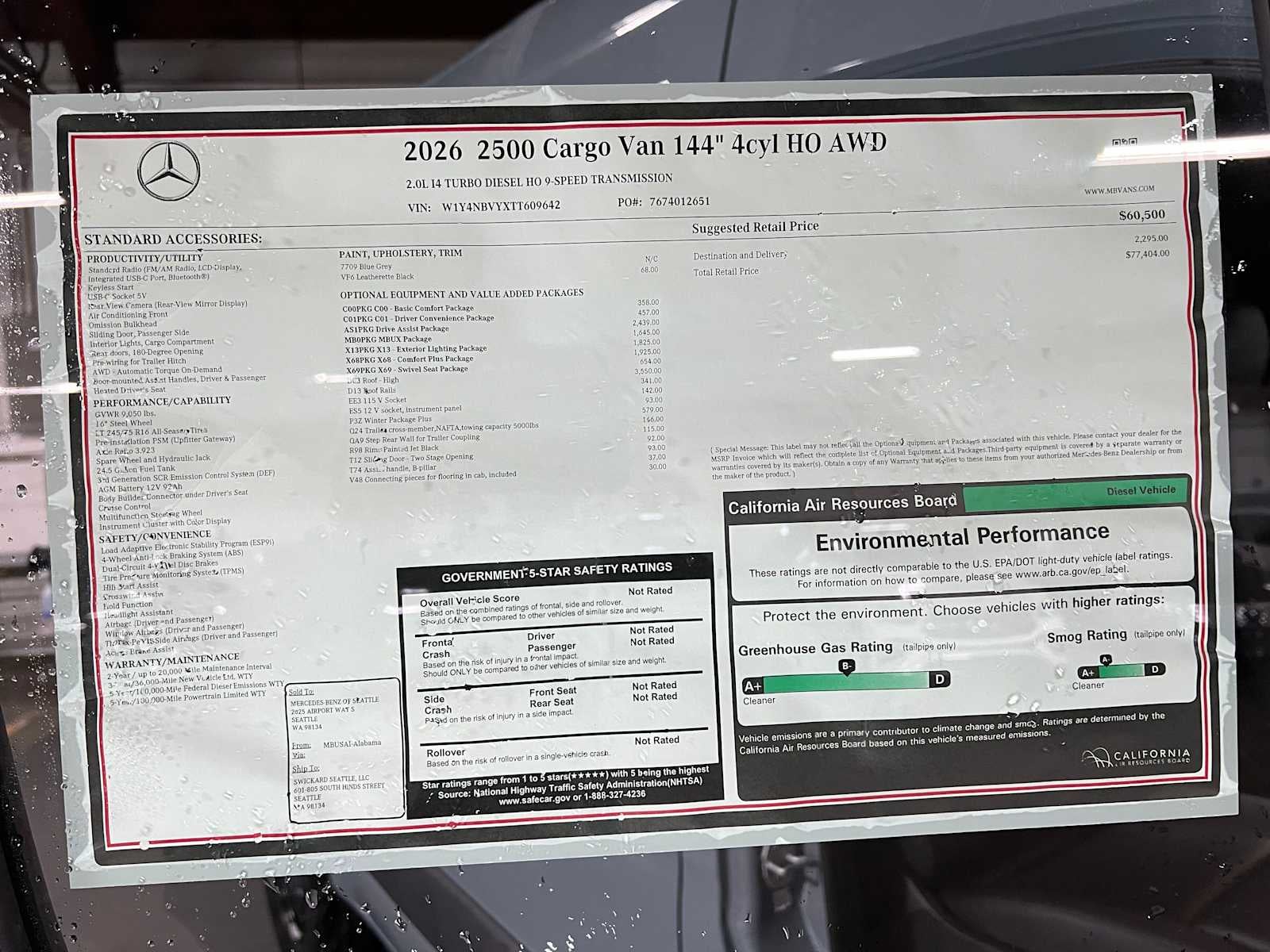 2026 Mercedes-Benz Sprinter 2500 Standard Roof I4 Diesel HO 144" AWD