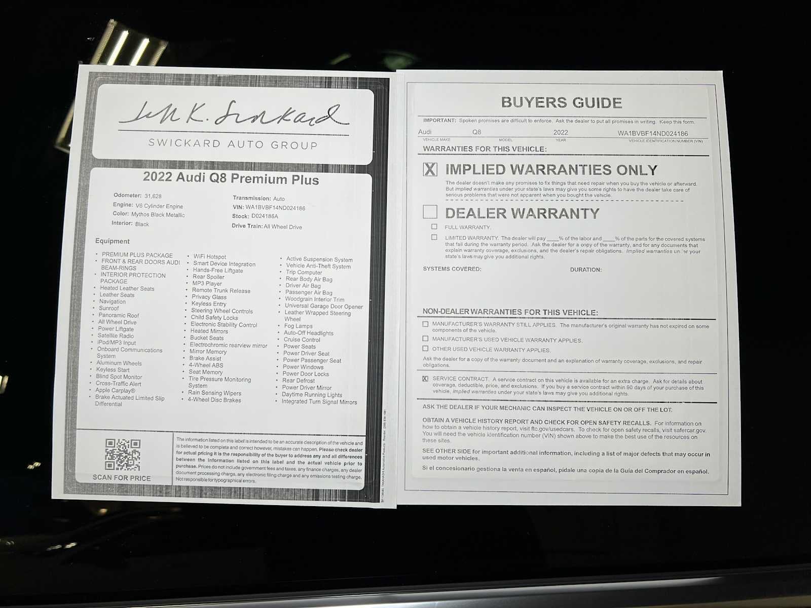 2022 Audi Q8 Premium Plus