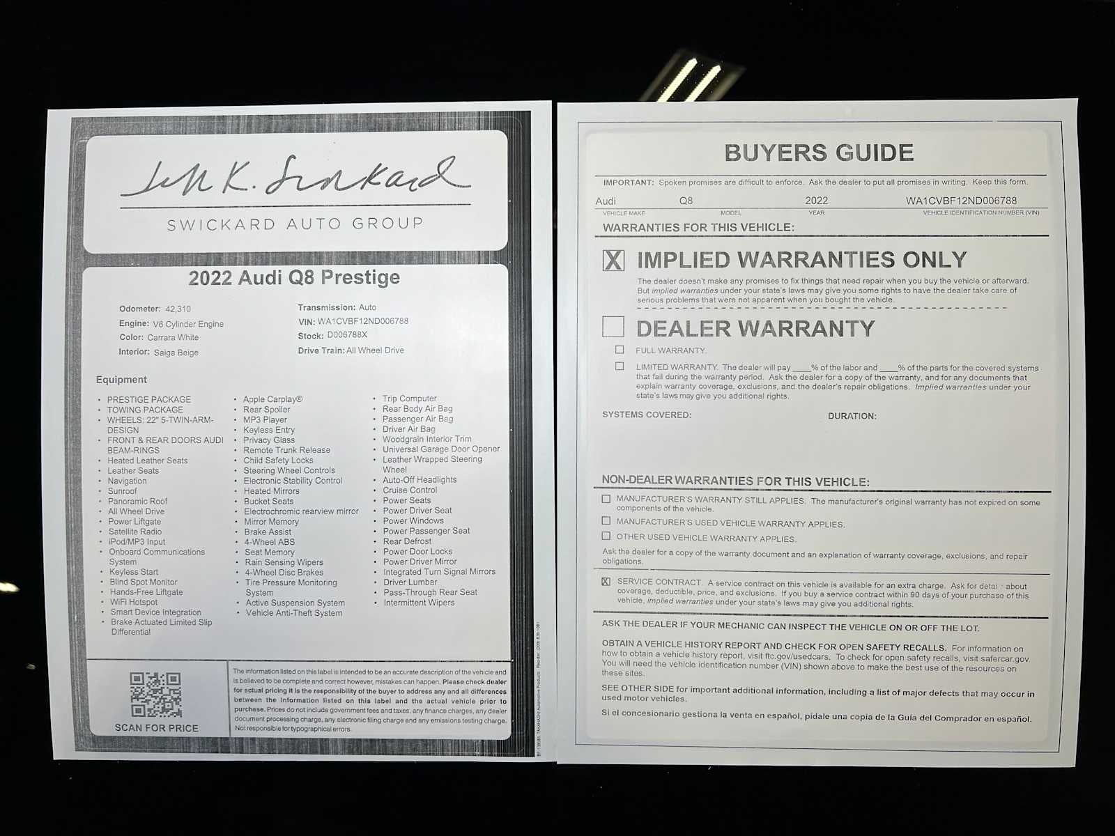 2022 Audi Q8 Prestige