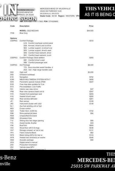 2022 Mercedes-Benz Sprinter 2500 Standard Roof V6 144" 4WD