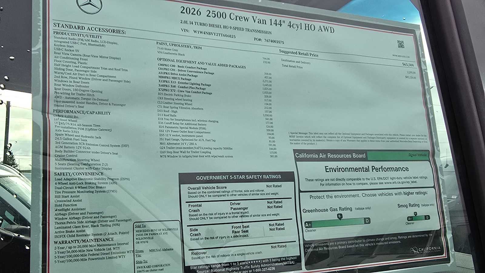 2026 Mercedes-Benz Sprinter 2500 Standard Roof I4 Diesel HO 144" AWD