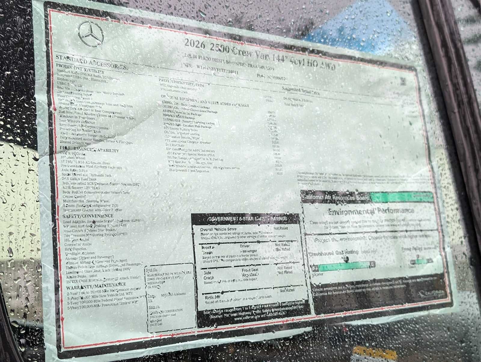 2026 Mercedes-Benz Sprinter 2500 Standard Roof I4 Diesel HO 144" AWD