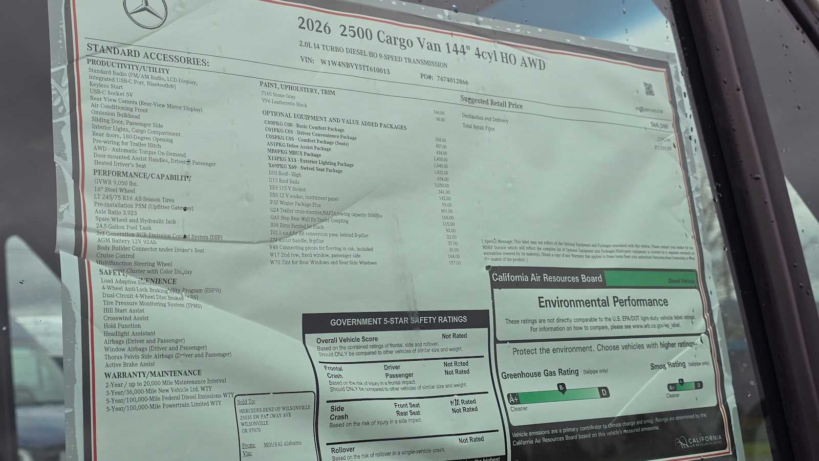 2026 Mercedes-Benz Sprinter 2500 Standard Roof I4 Diesel HO 144" AWD