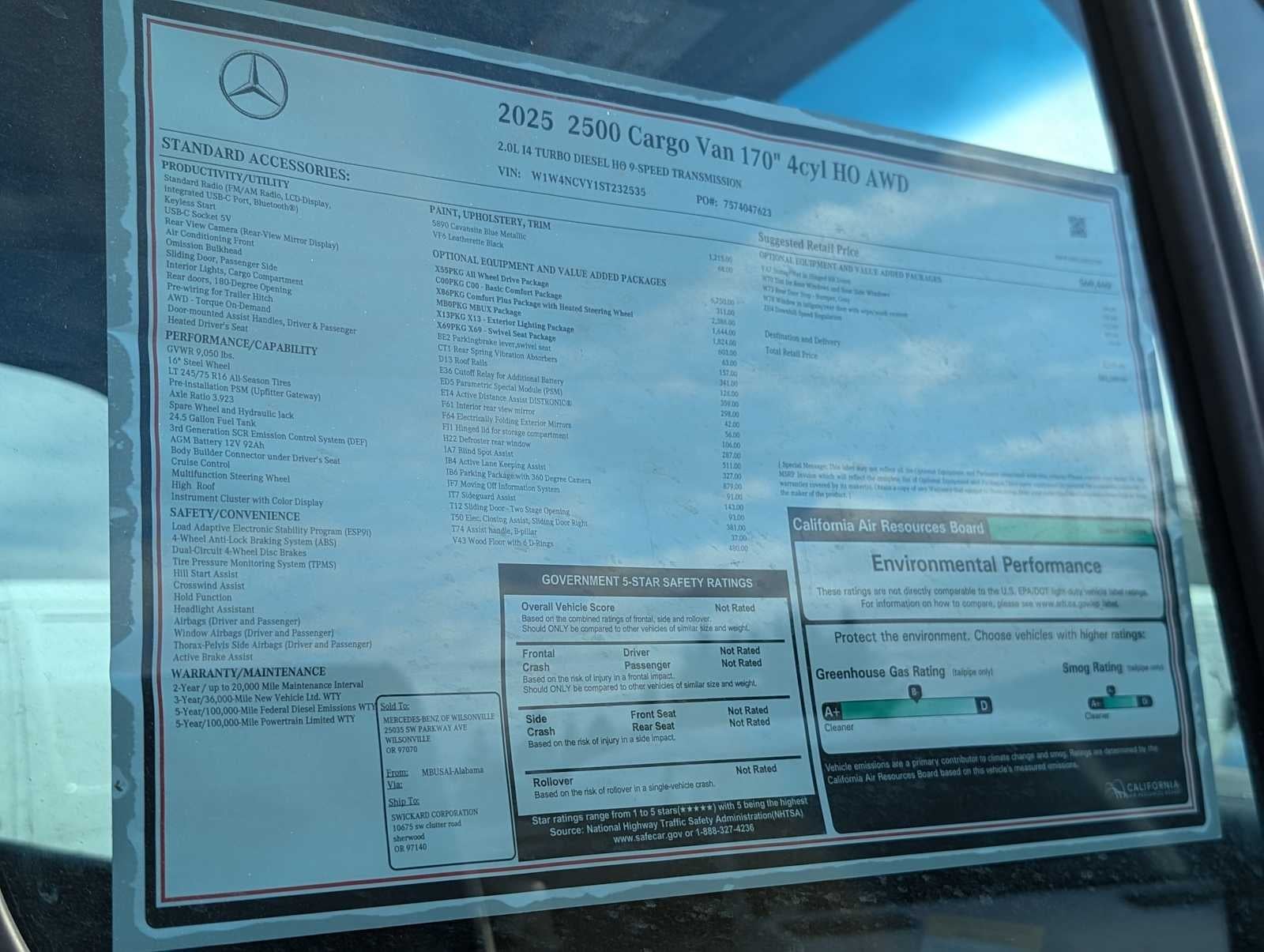 2025 Mercedes-Benz Sprinter 2500 High Roof I4 Diesel HO 170" AWD