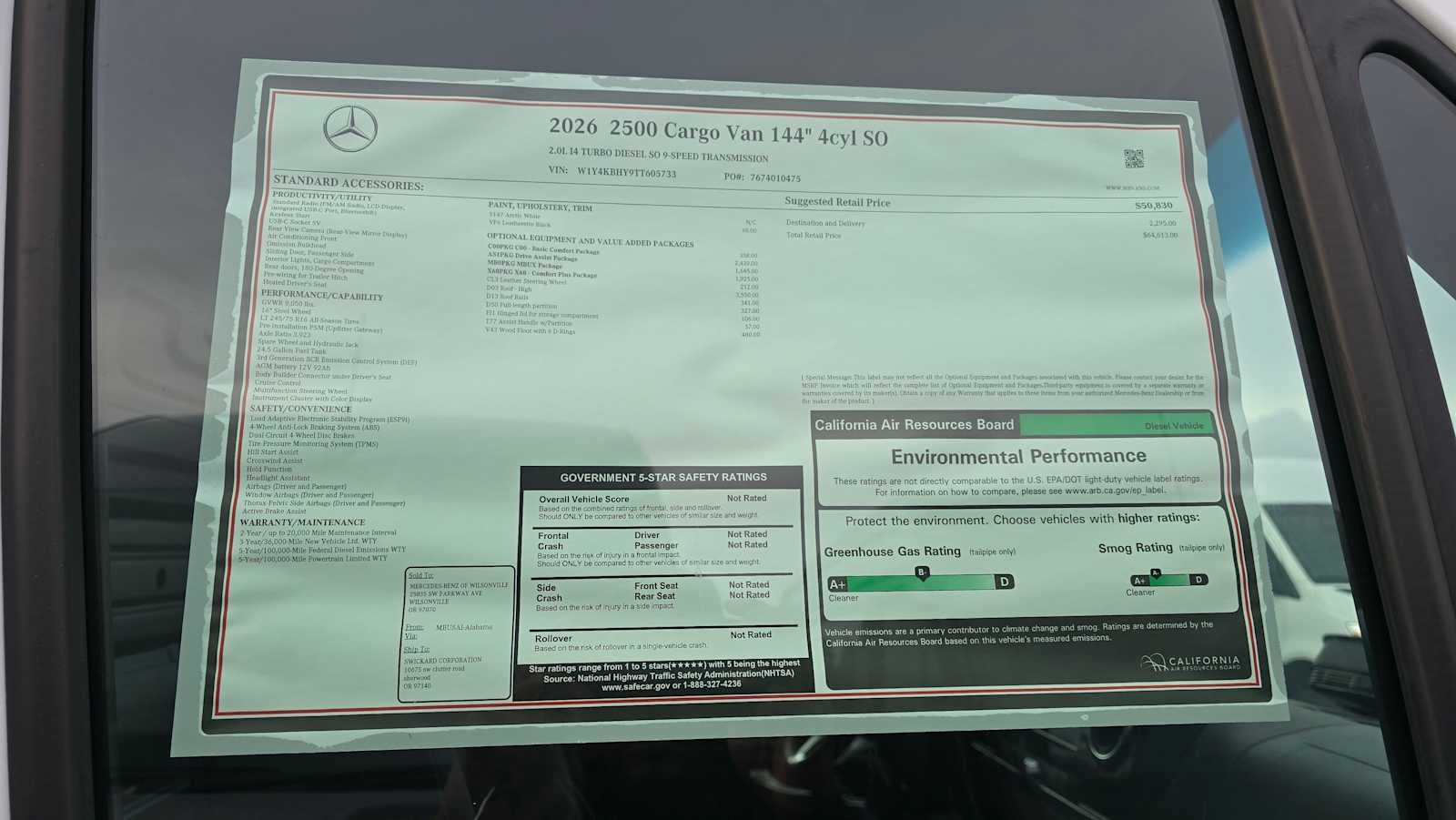 2026 Mercedes-Benz Sprinter 2500 Standard Roof I4 Diesel 144" RWD