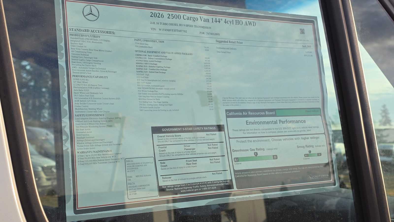 2026 Mercedes-Benz Sprinter 2500 Standard Roof I4 Diesel HO 144" AWD