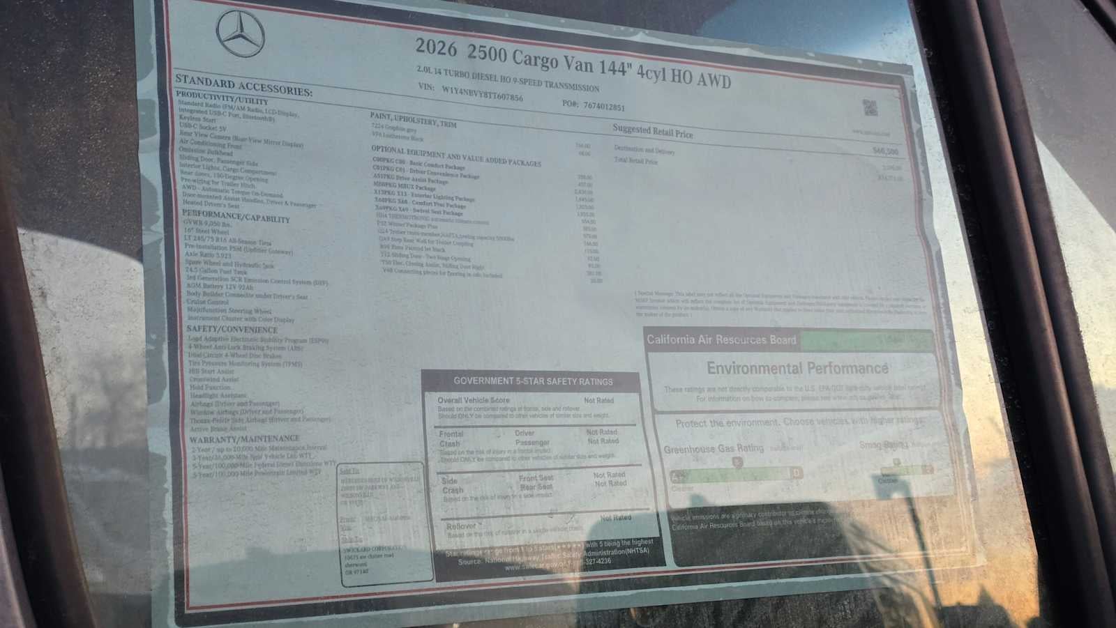 2026 Mercedes-Benz Sprinter 2500 Standard Roof I4 Diesel HO 144" AWD