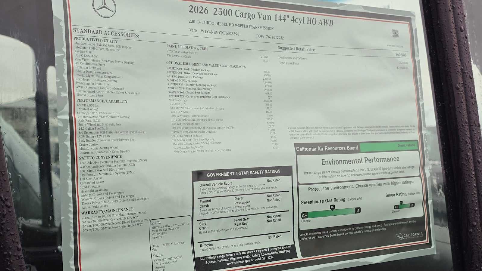 2026 Mercedes-Benz Sprinter 2500 Standard Roof I4 Diesel HO 144" AWD