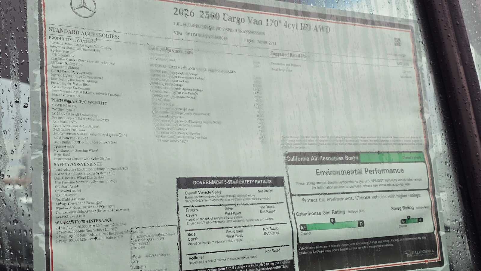 2026 Mercedes-Benz Sprinter 2500 High Roof I4 Diesel HO 170" AWD