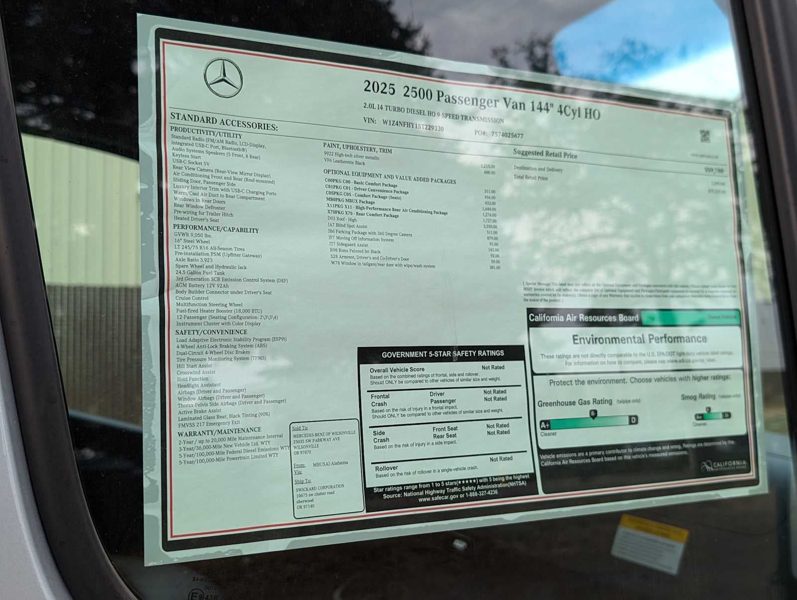 2025 Mercedes-Benz Sprinter 2500 Standard Roof I4 Diesel HO 144" RWD