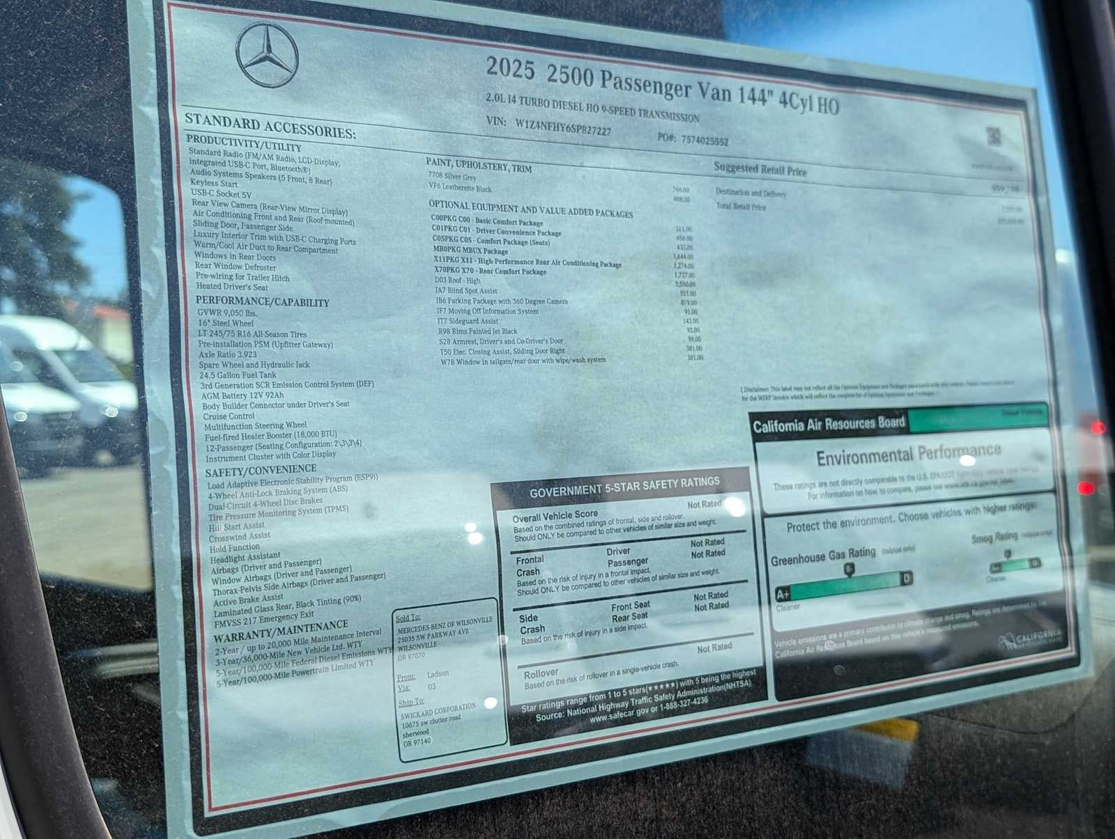 2025 Mercedes-Benz Sprinter 2500 Standard Roof I4 Diesel HO 144" RWD