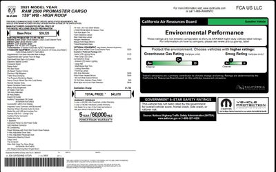 2021 RAM ProMaster 2500 High Roof 159" WB
