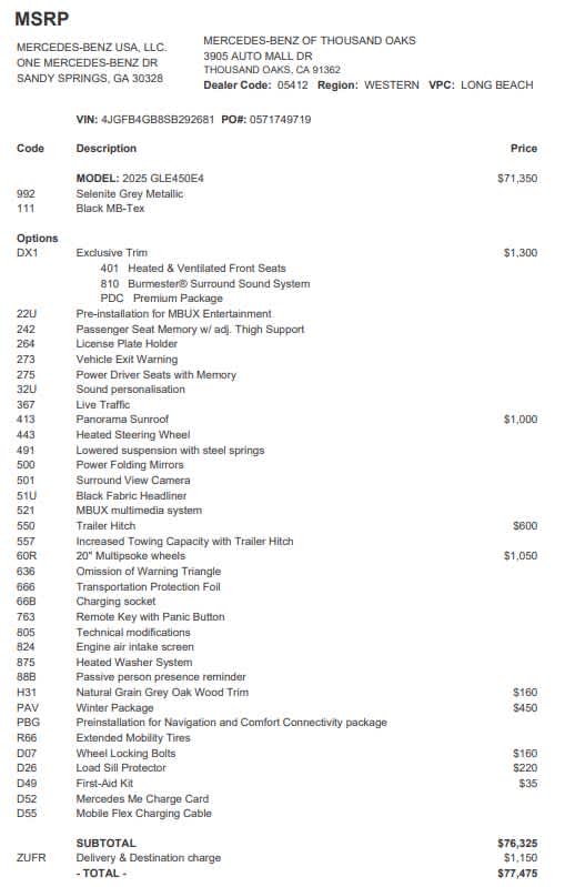 2025 Mercedes-Benz GLE GLE 450e