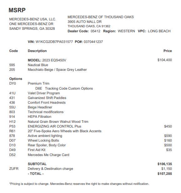 2023 Mercedes-Benz EQS EQS 450+
