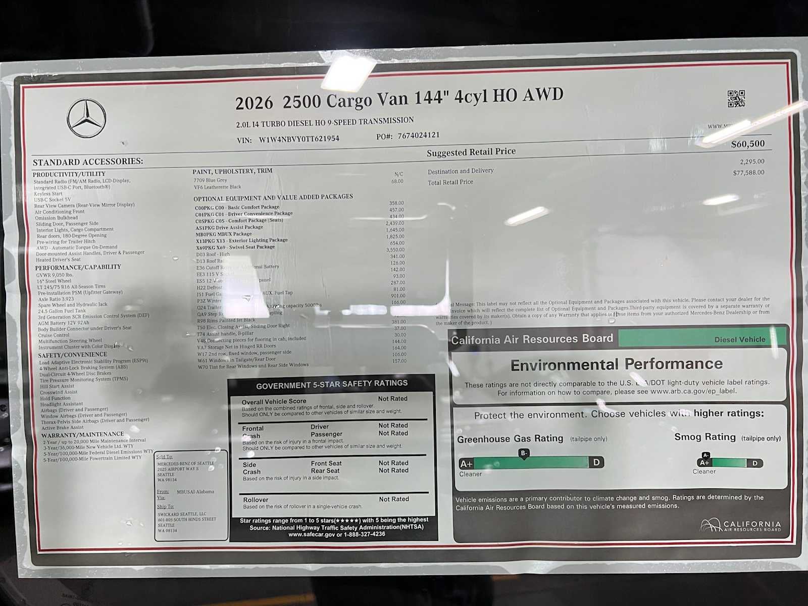 2026 Mercedes-Benz Sprinter 2500 Standard Roof I4 Diesel HO 144 AWD