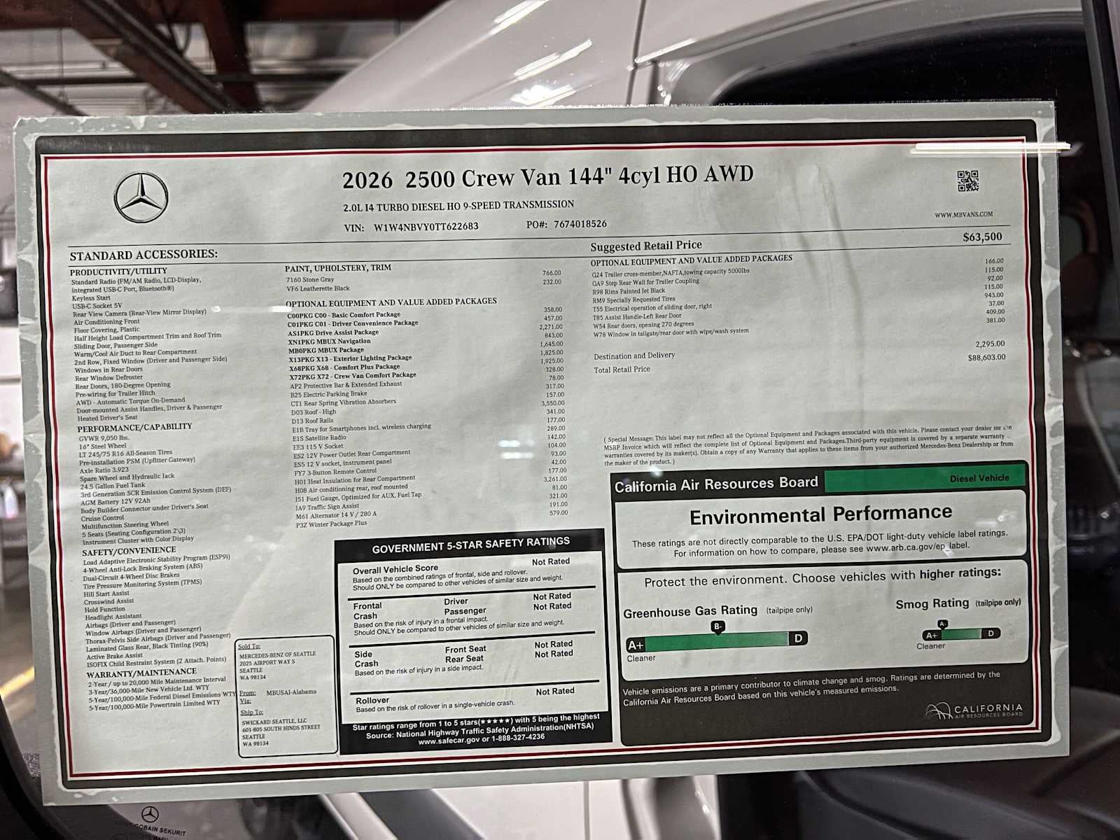 2026 Mercedes-Benz Sprinter 2500 Standard Roof I4 Diesel HO 144 AWD