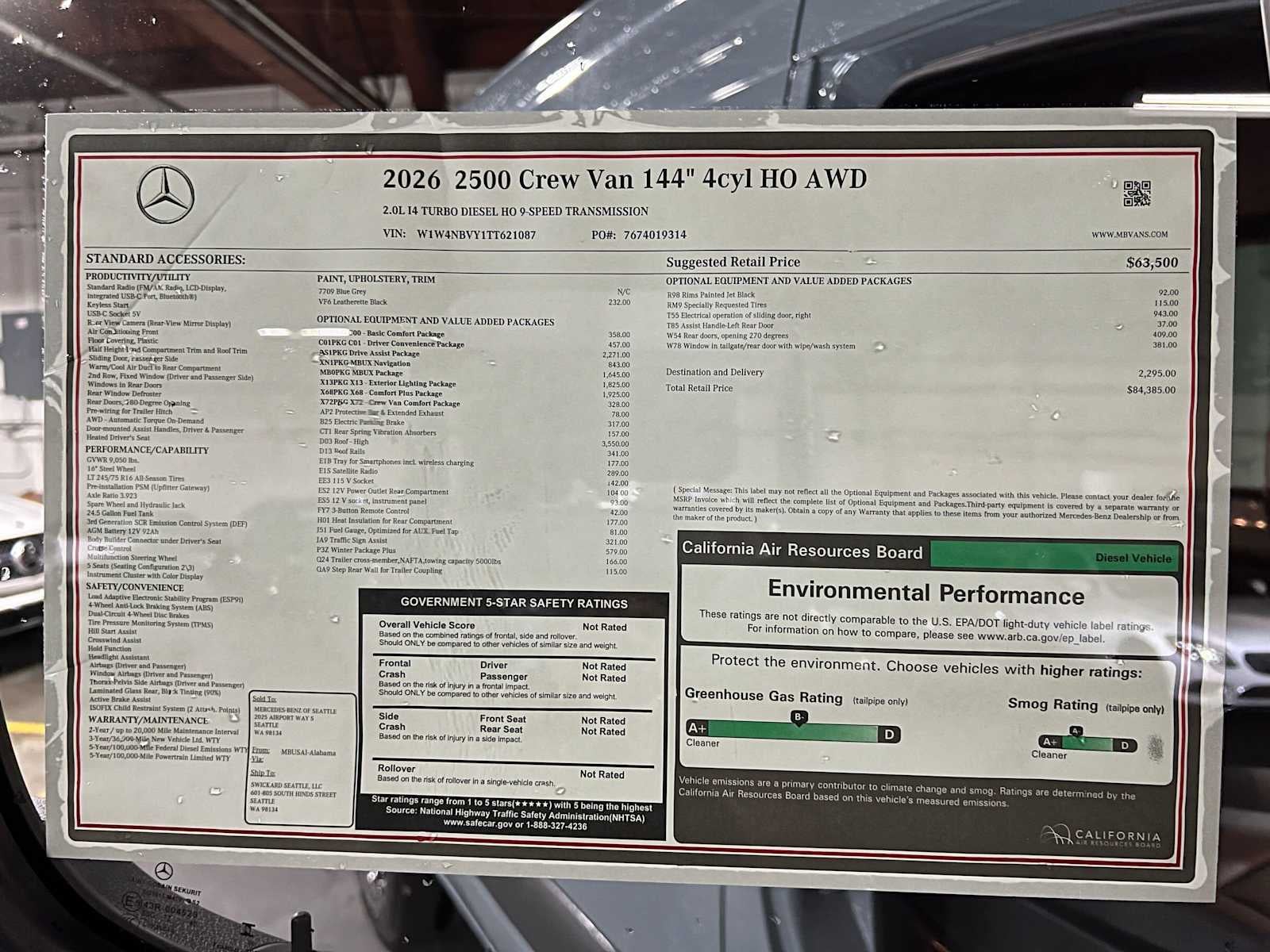 2026 Mercedes-Benz Sprinter Crew 2500 Standard Roof I4 Diesel HO 144 AWD