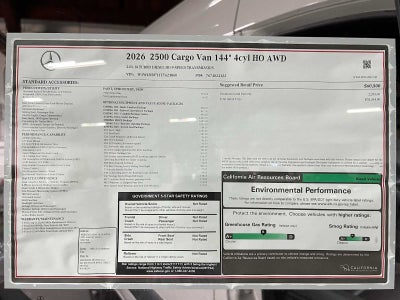 2026 Mercedes-Benz Sprinter Cargo 2500 Standard Roof I4 Diesel HO 144 AWD