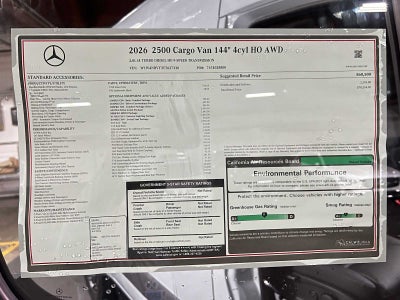 2026 Mercedes-Benz Sprinter Cargo 2500 Standard Roof I4 Diesel HO 144 AWD