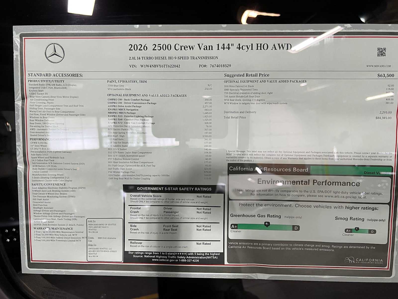 2026 Mercedes-Benz Sprinter 2500 Standard Roof I4 Diesel HO 144 AWD