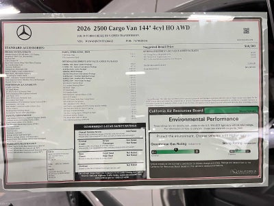 2026 Mercedes-Benz Sprinter Cargo 2500 Standard Roof I4 Diesel HO 144 AWD