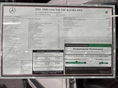 2026 Mercedes-Benz Sprinter 2500 Standard Roof I4 Diesel HO 144 AWD