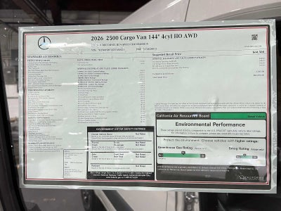 2026 Mercedes-Benz Sprinter Cargo 2500 Standard Roof I4 Diesel HO 144 AWD
