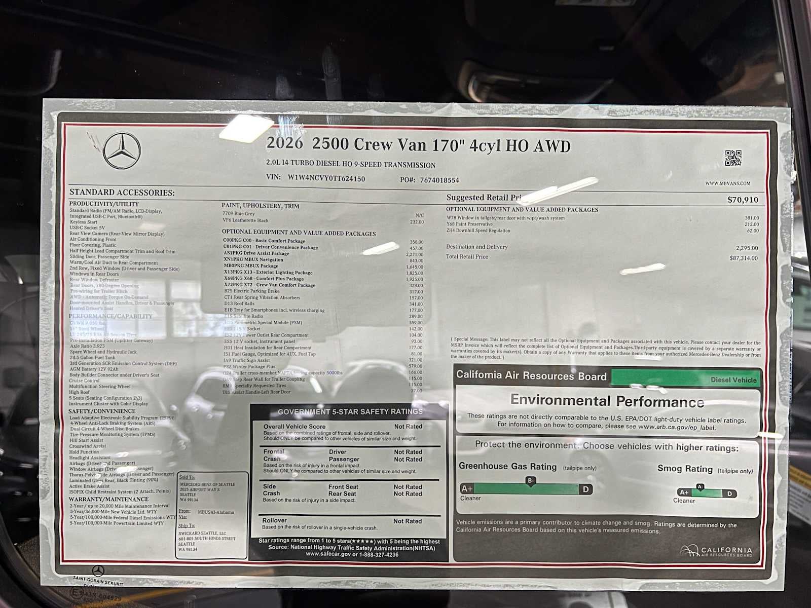 2026 Mercedes-Benz Sprinter 2500 High Roof I4 Diesel HO 170 AWD