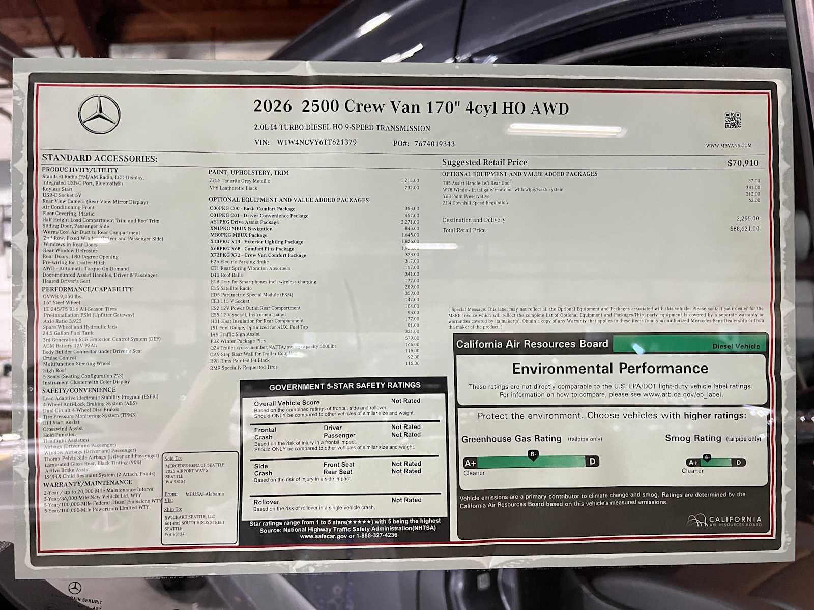 2026 Mercedes-Benz Sprinter 2500 High Roof I4 Diesel HO 170 AWD