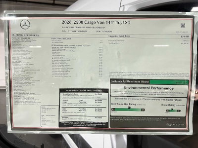 2026 Mercedes-Benz Sprinter Cargo 2500 Standard Roof I4 Diesel 144 RWD