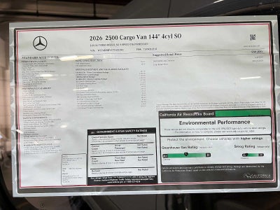 2026 Mercedes-Benz Sprinter Cargo 2500 Standard Roof I4 Diesel 144 RWD