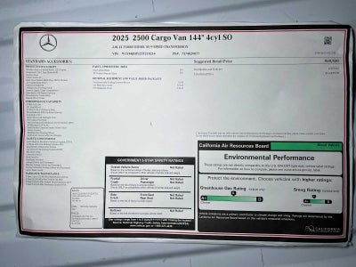 2025 Mercedes-Benz Sprinter Cargo Van 2500 Standard Roof I4 Diesel 144" RWD