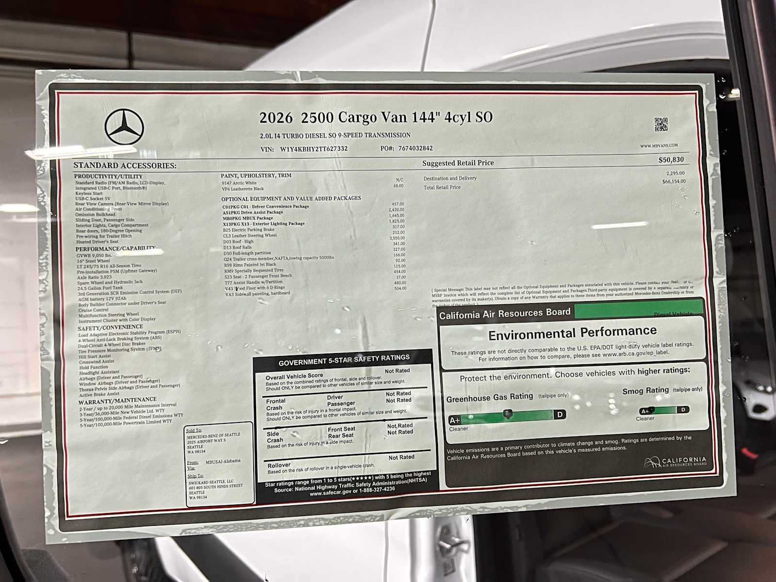 2026 Mercedes-Benz Sprinter 2500 Standard Roof I4 Diesel 144 RWD