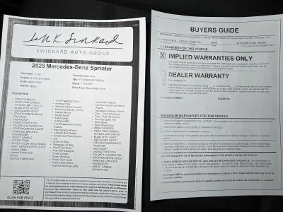 2025 Mercedes-Benz Sprinter Cargo Van 2500 Standard Roof I4 Diesel 144" RWD