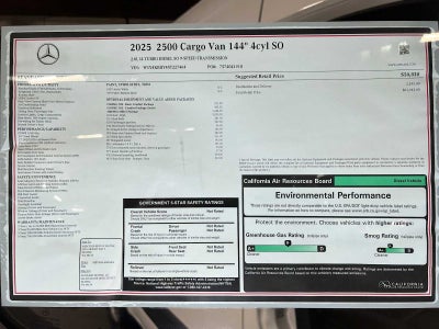 2025 Mercedes-Benz Sprinter Cargo Van 2500 Standard Roof I4 Diesel 144" RWD